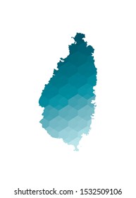 Vector isolated illustration icon with simplified blue silhouette of Saint Lucia map. Polygonal geometric style. White background.