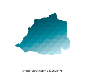 Vector isolated illustration icon with simplified blue silhouette of Vatican map. Polygonal geometric style. White background.
