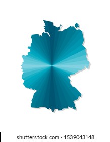 Vector isolated illustration icon with simplified blue silhouette of Germany map. Polygonal geometric style. White background