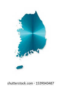Vector isolated illustration icon with simplified blue silhouette of South Korea map. Polygonal geometric style; White background.