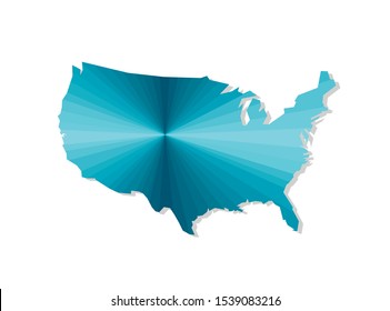 Vector isolated illustration icon with simplified blue silhouette of United States of America (US) map. Polygonal geometric style. White background.