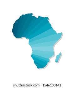 Vector isolated illustration icon with simplified blue silhouette of Africa map. Polygonal geometric style, triangular shapes. White background.