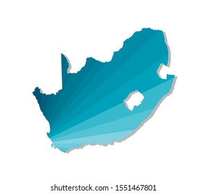 Vector isolated illustration icon with simplified blue silhouette of Republic of South Africa map. Polygonal geometric style, triangular shapes. White background.
