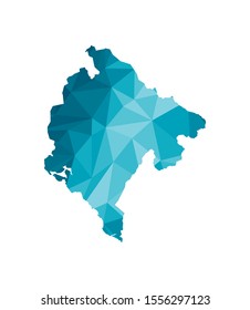 Vector isolated illustration icon with simplified blue silhouette of Montenegro map. Polygonal geometric style, triangular shapes. White background.