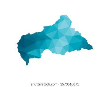 Vector isolated illustration icon with simplified blue silhouette of Central African Republic (CAR) map. Polygonal geometric style, triangular shapes. White background.