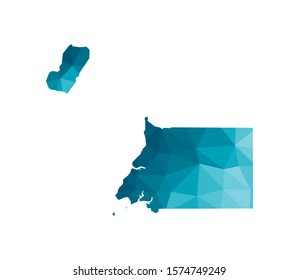 Vector isolated illustration icon with simplified blue silhouette of Equatorial Guinea map. Polygonal geometric style, triangular shapes. White background.