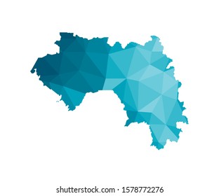 Vector isolated illustration icon with simplified blue silhouette of Republic of Guinea map. Polygonal geometric style, triangular shapes. White background