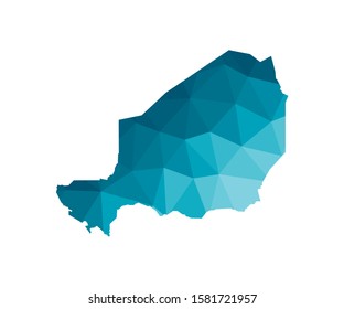 Vector isolated illustration icon with simplified blue silhouette of Republic of the Niger map. Polygonal geometric style, triangular shapes. White background.