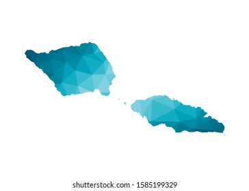 Vector isolated illustration icon with simplified blue silhouette of Independent State of Samoa map. Polygonal geometric style, triangular shapes. White background.