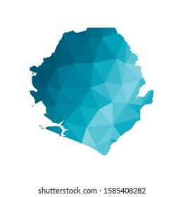 Vector isolated illustration icon with simplified blue silhouette of Sierra Leone map. Polygonal geometric style, triangular shapes. White background.