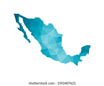 Vector isolated illustration icon with simplified blue silhouette of Mexico (state) map. Polygonal geometric style, triangular shapes. White background.