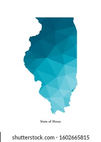 Vector isolated illustration icon with simplified blue map's silhouette of State of Illinois (USA). Polygonal geometric style. White background.