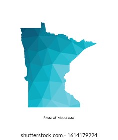 Vector isolated illustration icon with simplified blue map's silhouette of State of Minnesota (USA). Polygonal geometric style. White background.