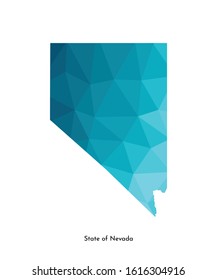 Vector isolated illustration icon with simplified blue map's silhouette of State of Nevada (USA). Polygonal geometric style. White background.