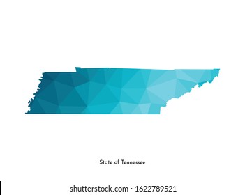 Vector isolated illustration icon with simplified blue map's silhouette of State of Tennessee (USA). Polygonal geometric style. White background.