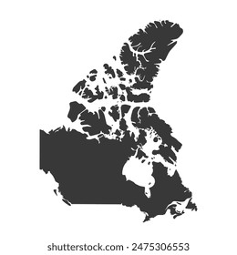 Icono de ilustración aislada de Vector del mapa político simplificado de Canadá. Silueta negra. Fondo blanco