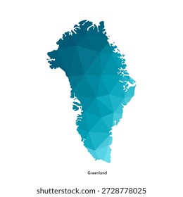 Icono de ilustración aislado de Vector con silueta azul simplificada del mapa de Groenlandia, territorio autónomo de Dinamarca. Estilo geométrico poligonal. El fondo blanco