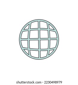 Vector isolated illustration, icon symbol internet light blue color with black stroke on white background.