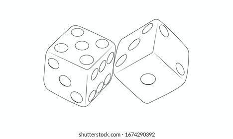 Vector Isolated Illustration or Icon of Two Dices
