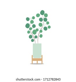 Vector ilustra aisladamente una planta interior. Interior doméstico. Casas de diseño plano. Plantas de casa con stands de estilo moderno.