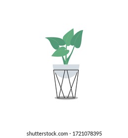 Vector ilustra aisladamente una planta interior. Interior doméstico. Casas de diseño plano. Plantas de casa con stands de estilo moderno.
