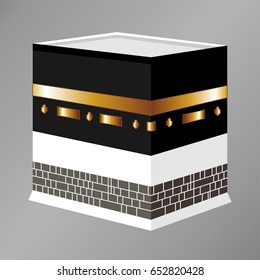 Vector. Isolated illustration of Kaaba, Mekka. Saudi Arabia. Islamic sacred mosque Al Haram.