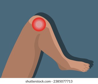 Vector isolated illustration of knee pain. Localization of knee pain.