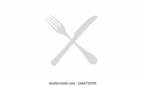 Vector Isolated Illustration of a Knife and a Fork