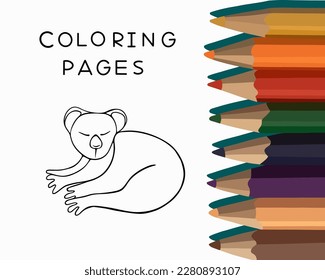 Vector isolated illustration of koala coloring book.