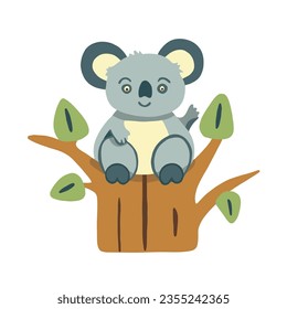 Vector isolated illustration of a koala on a tree.