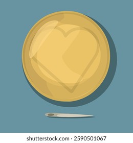 Vector isolated illustration of Korean dalgona game with heart-shaped challenge.