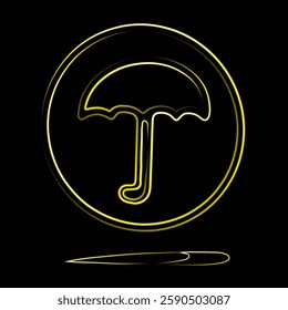 Vector isolated illustration of Korean dalgona game with umbrella-shaped challenge with neon effect.