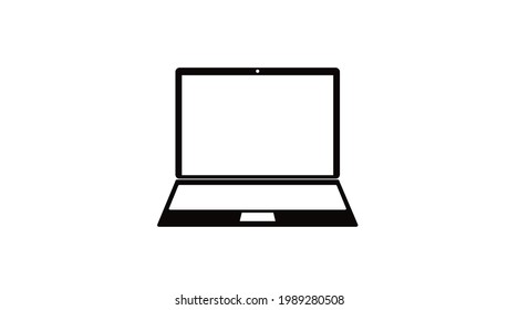 Vector Isolated Illustration of a lap Top. Black and white laptop flat icon