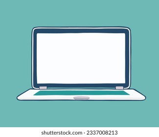 Vector isolated illustration of laptop with blank white screen. Background on a laptop.