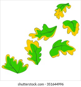 Vector isolated illustration, leaves fall down.