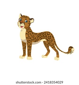 vector isolated illustration of a leopard or jaguar in a cartoon children's style for the English alphabet. Cute predator for poster, postcard, banner