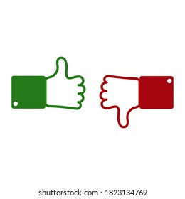Ilustración aislada vectorial como y no me gusta. Icono de Sí o No