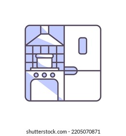 Vector isolated illustration of a lilac kitchen icon on a white background. Interior minimal symbol
