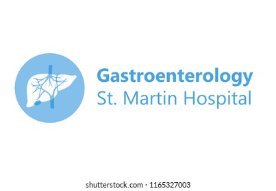 Vector isolated illustration of liver anatomy. Human digestive system icon. Healthcare medical center, surgery, hospital, clinic, diagnostic logo. Internal donor organ symbol poster design. Donation 