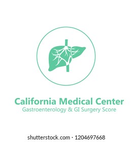 Vector isolated illustration of liver anatomy. Human digestive system icon. Healthcare medical center, surgery, hospital, clinic, diagnostic logo. Internal donor organ symbol poster design. Donation 