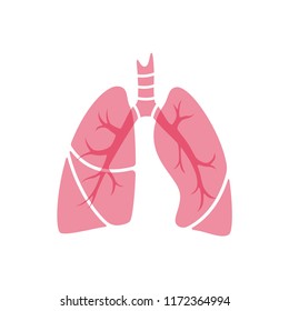 Vector isolated illustration of lung anatomy. Human respiratory system icon. Healthcare medical center, surgery, hospital, clinic, diagnostic logo. Internal donor organ symbol poster design. donation