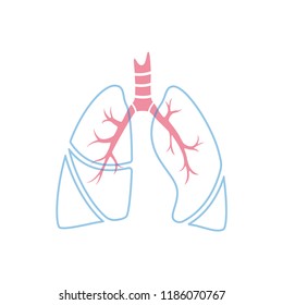 Vector isolated illustration of lung anatomy. Human respiratory system icon. Healthcare medical center, surgery, hospital, clinic, diagnostic logo. Internal donor organ symbol poster design. donation