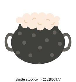 Cauldrón mágico de ilustración aislada vectorial con espuma o poción.