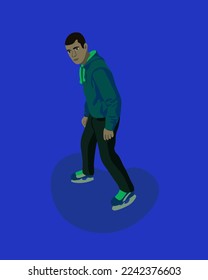 Vector isolated illustration of a man on ice skates.