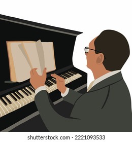 Vector isolated illustration of a man playing the piano.