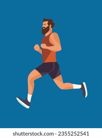 Vector isolated illustration of a man running. Exercise.