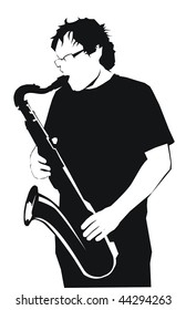 vector isolated illustration of man with saxofone