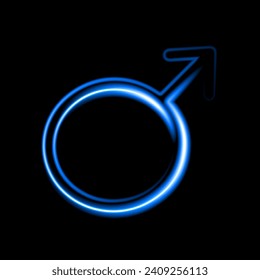 Vector isolated illustration of Mars planet icon with neon effect.