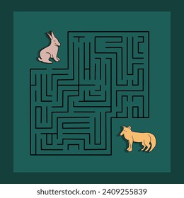 Vector isolated illustration of maze for kids. Tasks for preschool children.	