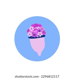 Vector isolated illustration of menstrual cup. An alternative to pads. Menstrual cycle. Means of hygiene during menstruation.